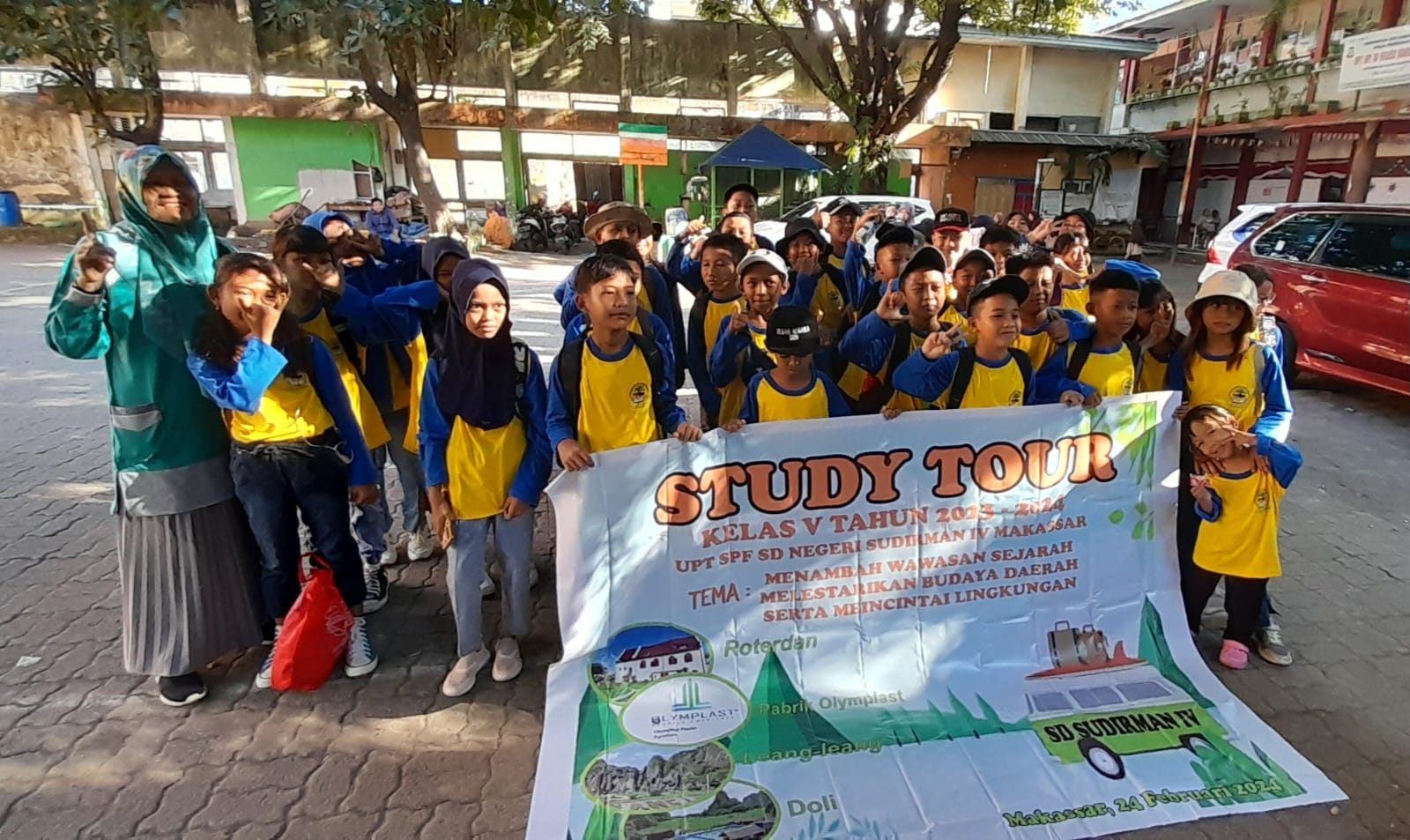 Murid-Murid SDN Sudirman IV Makassar Lihat Industri Pengolahan Plastik Berbahan Daur Ulang