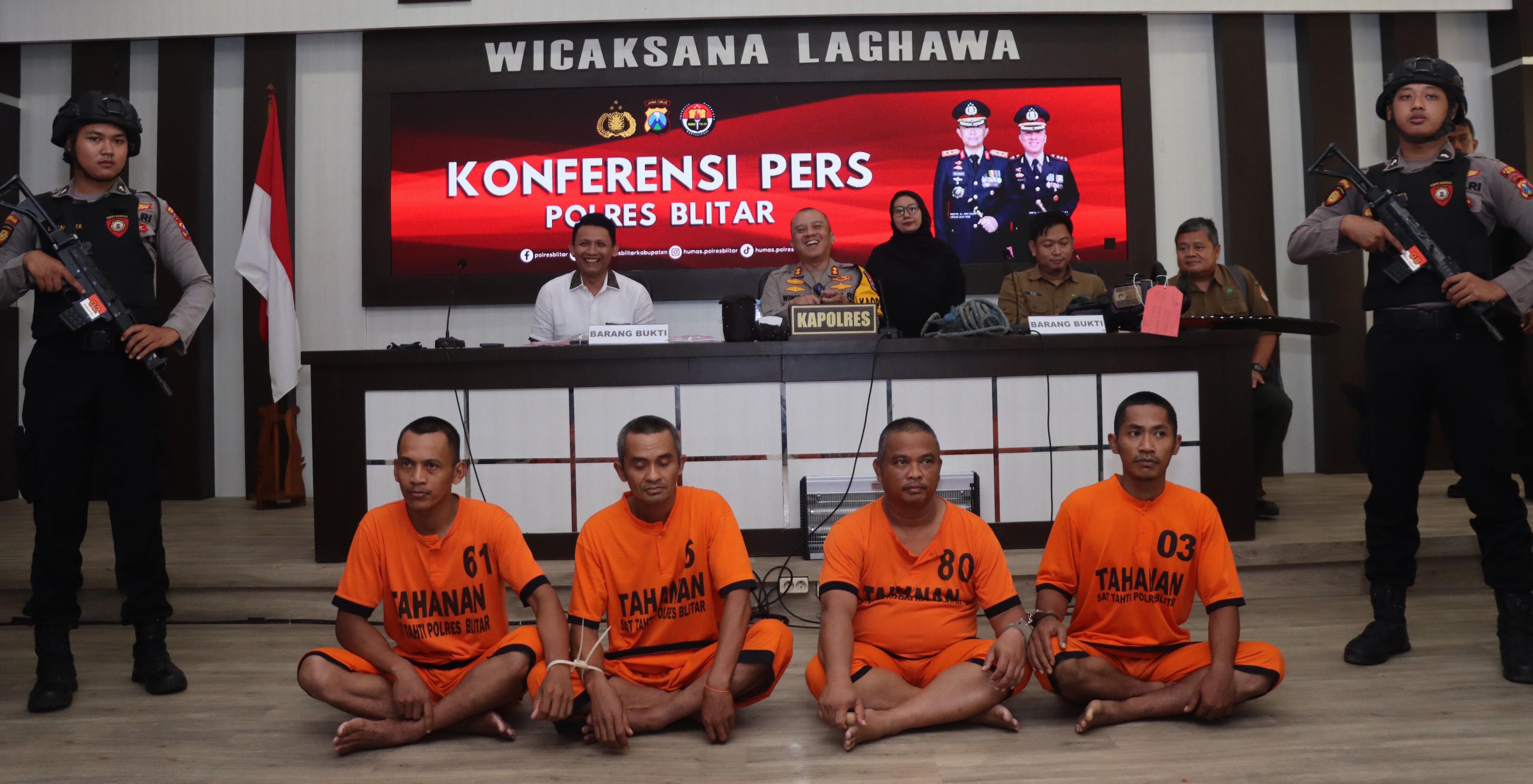 Empat Pelaku Pembalakan Pohon Milik Perhutani Blitar Diringkus Petugas