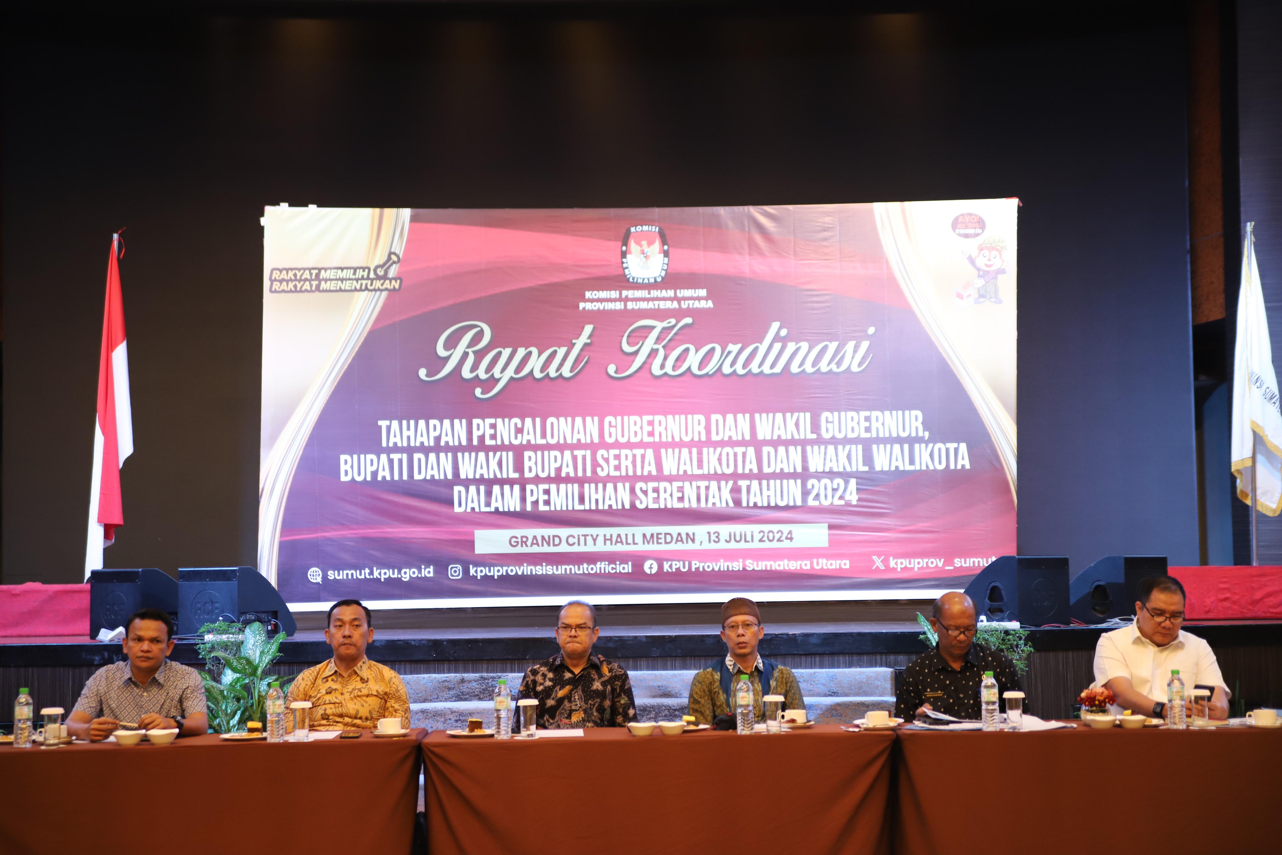 Rapat Koordinasi Tahapan Pencalonan Kepala Daerah di Pilkada serentak 2024 dengan KPU Kab/Kota Se-Sumut