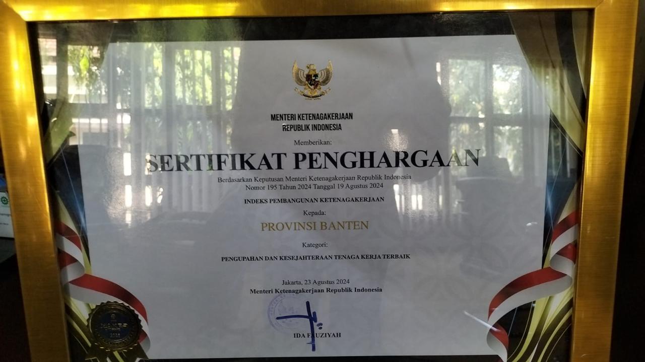 Apindo Banten Apresiasi Pemprov Raih Penghargaan Kategori Pengupahan dan Kesejahteraan Tenaga Kerja Terbaik 2024