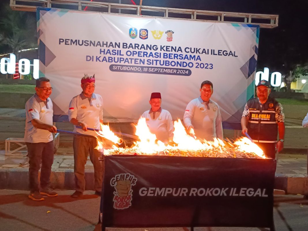 Bea Cukai Jember Bersama Satpol PP Situbondo Musnahkan 66.256 Batang Rokok Ilegal