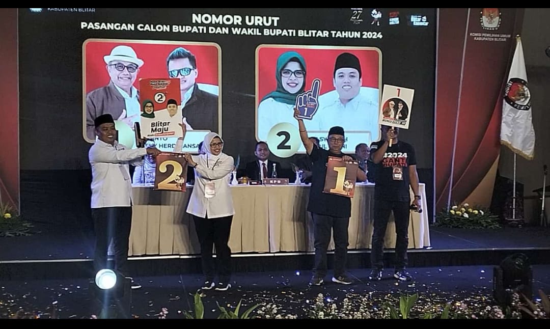 KPU Tetapkan Nomor Urut Paslon Bupati dan Wakil Bupati Blitar: Rijanto-Becky 1, Rini-Ghoni 2