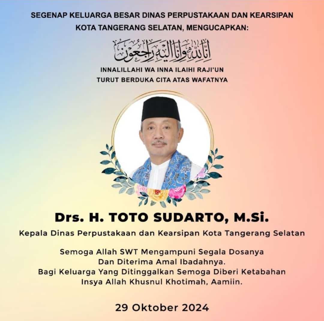 Kabar Duka, Kepala Dinas Perpustakaan Kota Tangsel Meninggal Dunia