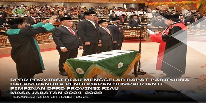 DPRD Provinsi Riau Gelar Rapat Paripurna Dalam Rangka Pengucapan Sumpah/Janji Pimpinan DPRD Provinsi Riau Masa Jabatan 2024-2029