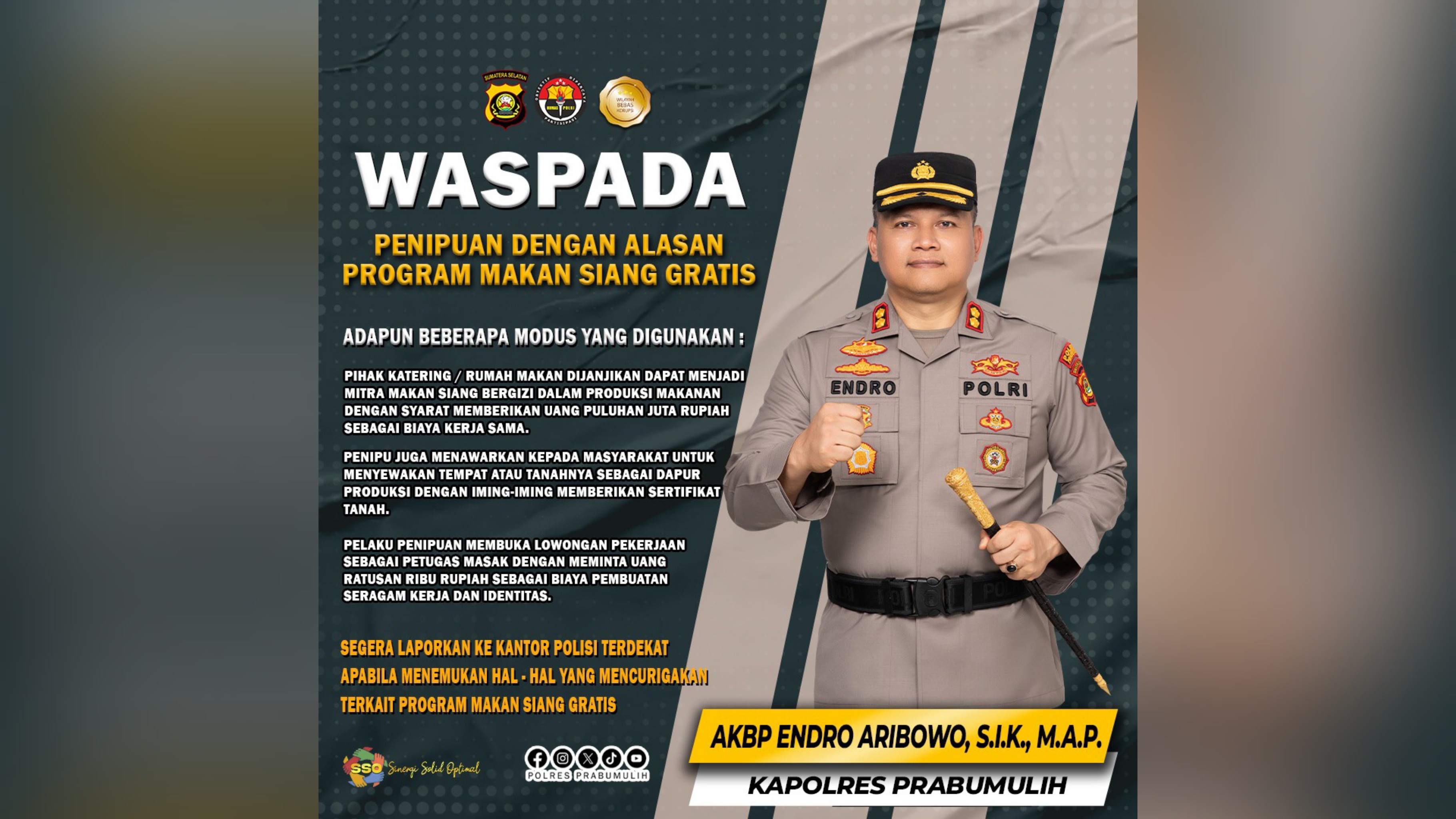 Kapolres Prabumulih Ingatkan Warga Waspada Penipuan Program Makan Siang Gratis