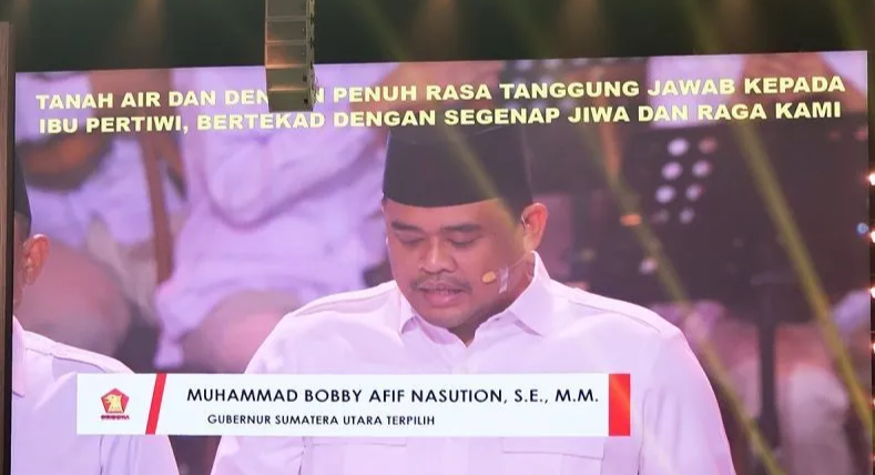 Bobby Nasution Bacakan Sumpah Kader di HUT Gerindra