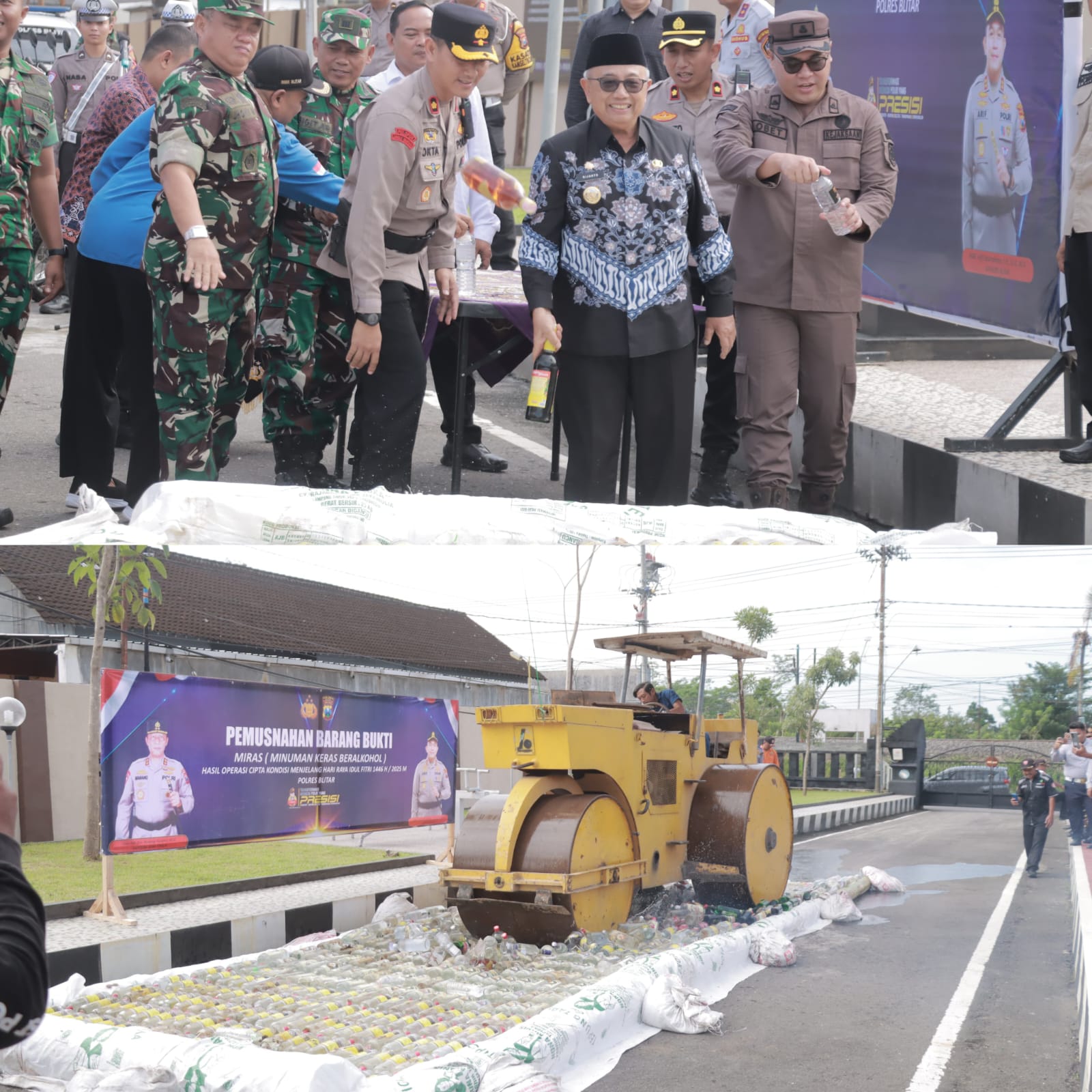 Polres Blitar Musnahkan Ribuan Botol Miras Hasil Operasi Pekat Semeru 2025