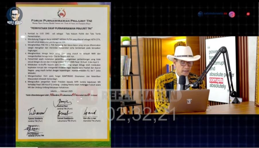 Ratusan Jenderal Purnawirawan Sampaikan Sejumlah Usulan, Termasuk Menggantikan Wakil Presiden