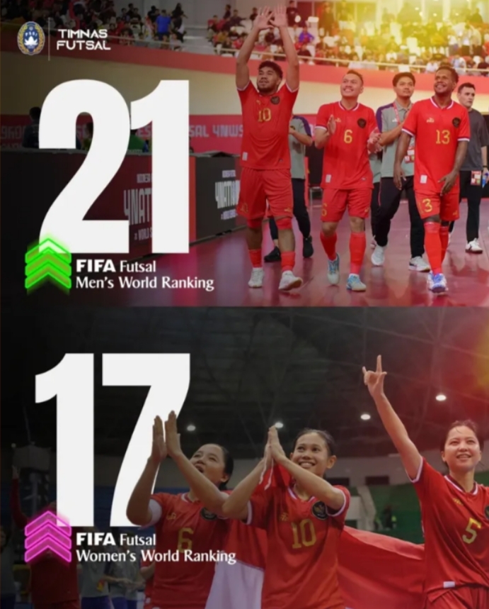 Timnas Futsal Putra dan Putri Kompak Naik Peringkat