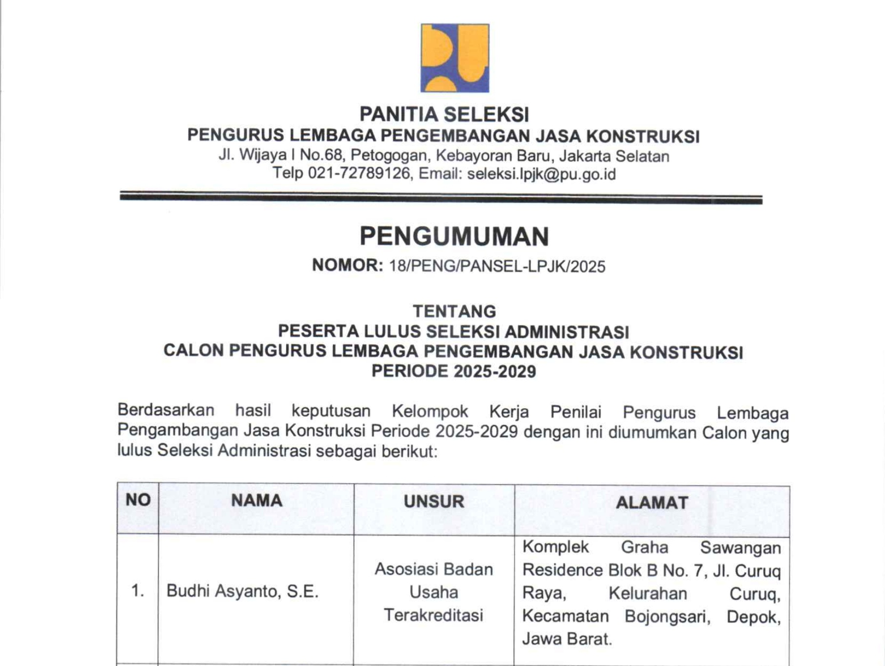 Publik Kawal Independensi Seleksi Terbuka Calon Pengurus LPJK 2025-2029