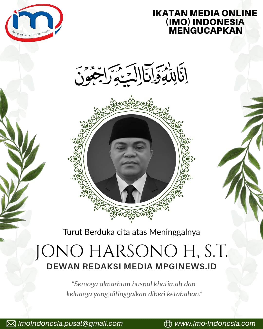 IMO-Indonesia Berduka Cita atas Meninggalnya Jono Darsono