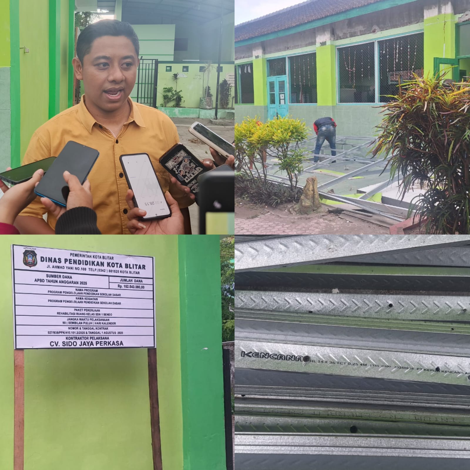Anggota Dewan Soroti Proyek Ambruk SDN 1 Bendo Senilai 152 Juta