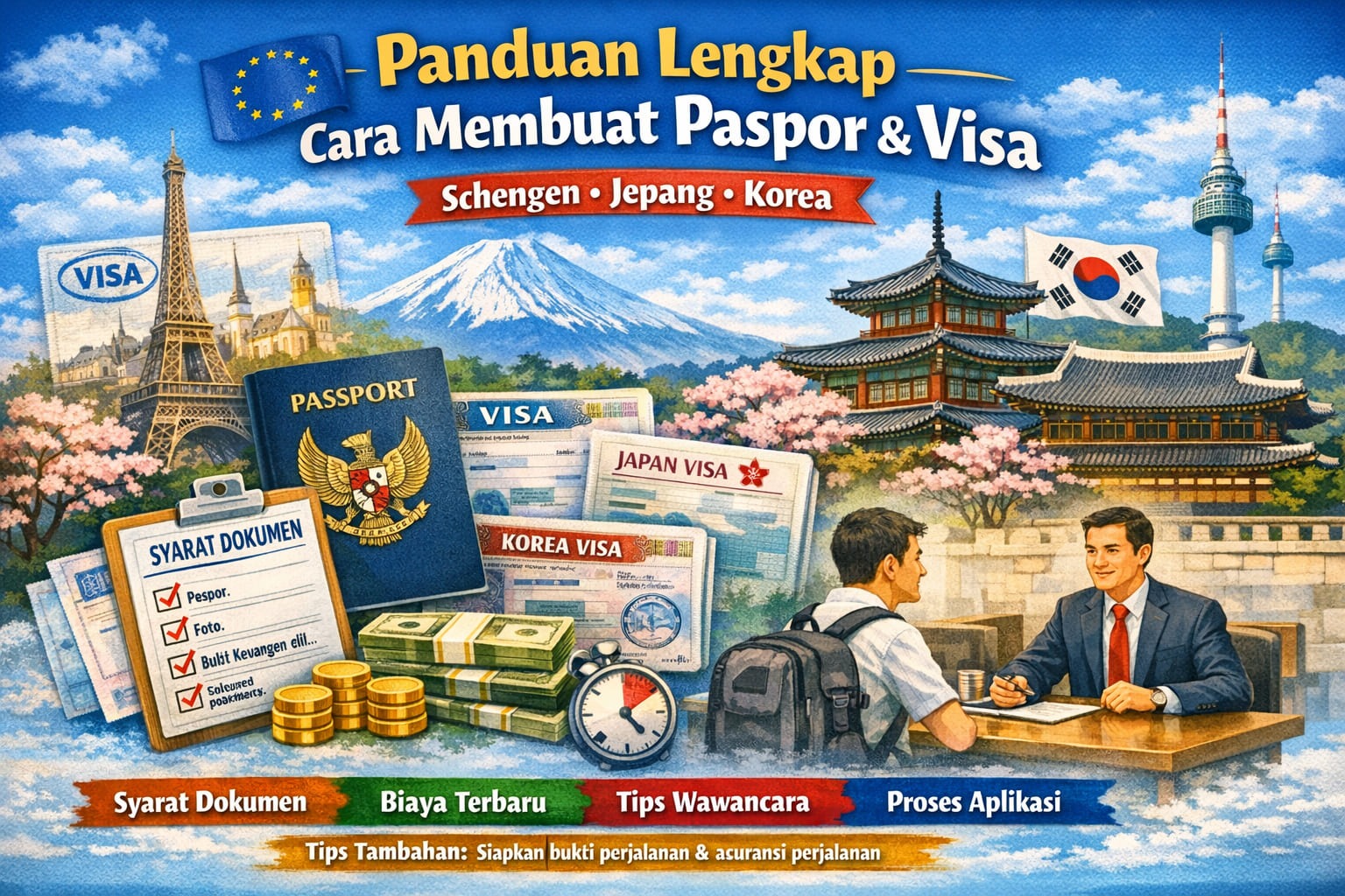 Panduan Lengkap Cara Membuat Paspor dan Visa Schengen, Jepang, Korea: Dokumen, Biaya, dan Tips Wawancara