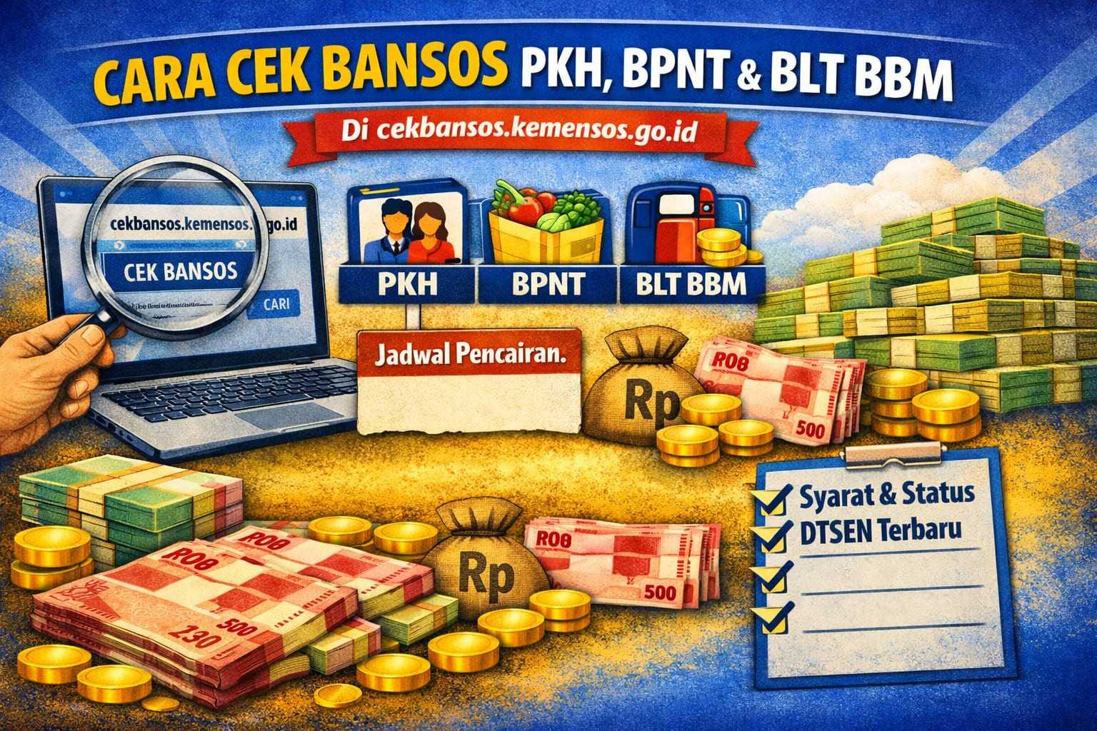 Cara Cek Bansos PKH, BPNT, dan BLT BBM 2026: Jadwal Pencairan serta Status Kepesertaan Terbaru