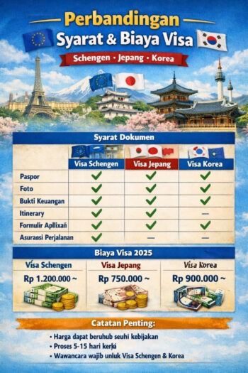 Infografis perbandingan syarat & biaya visa
