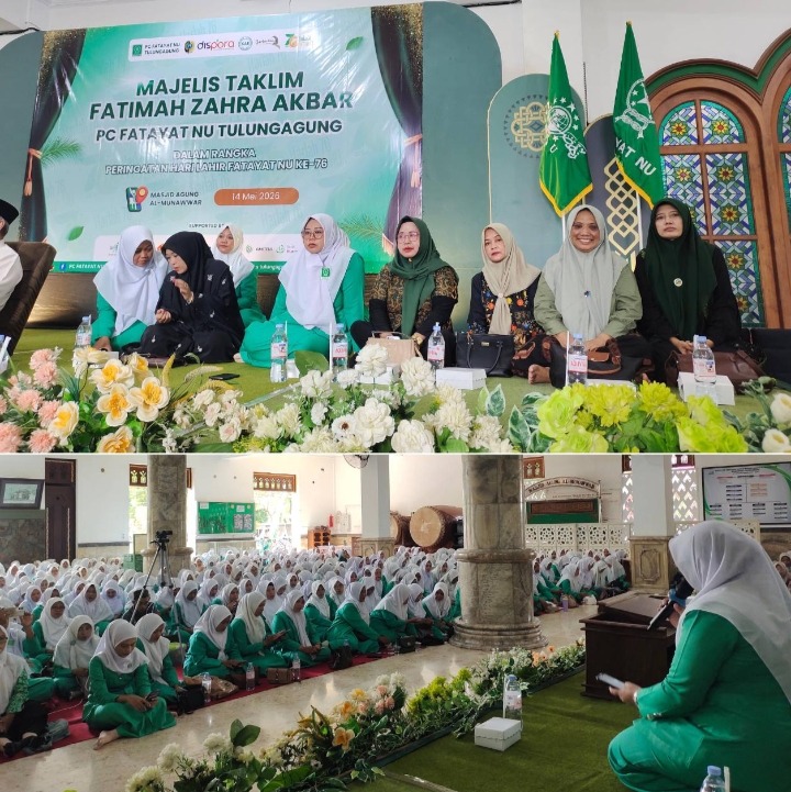 Majelis Taklim Fatimah Zahra Akbar Peringati Harlah Fatayat NU Ke-76 di Masjid Agung Al Munawwar Tulungagung
