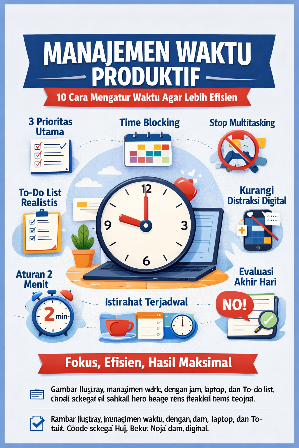 Infografis Manajemen Waktu Produktif – 10 Cara Efisien