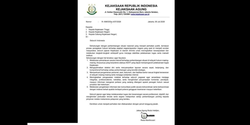Surat Edaran Rahasia Kejagung Diduga Bocor