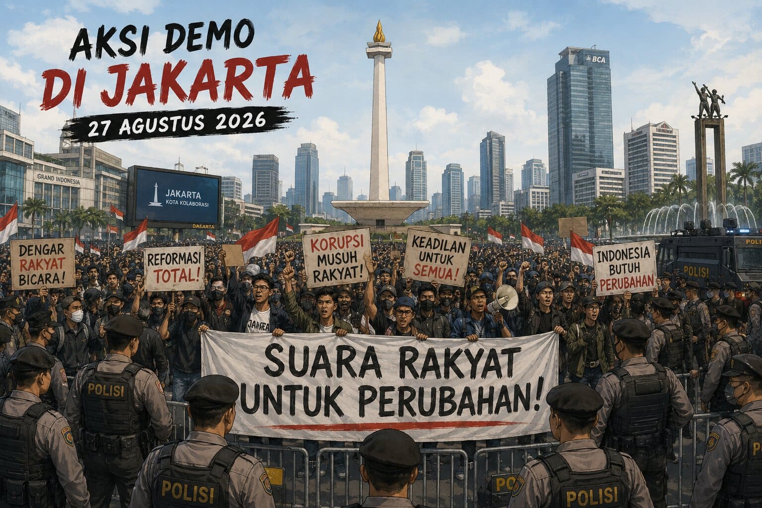 Aparat Perketat Jalur Masuk Peserta Demo 27 Agustus Masuk Jakarta