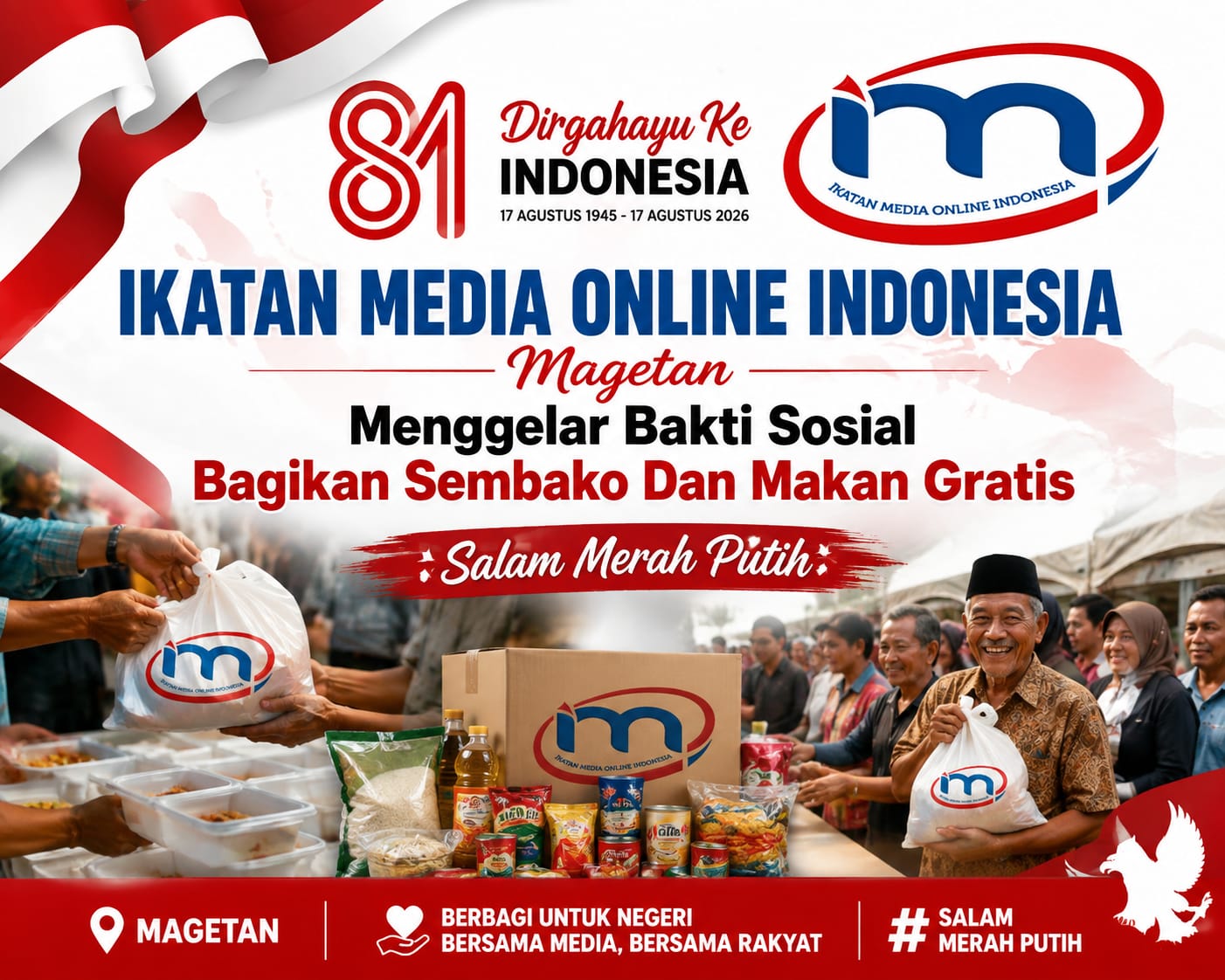 Sambut Hari Kemerdekaan, IMO-Indonesia DPC Magetan Gelar Bakti Sosial dan Makan Gratis
