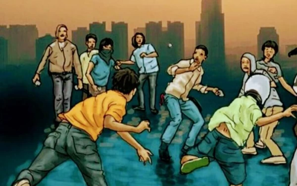 Aksi Tawuran Antara Dua Kelompok Berlangsung di Muncul Setu