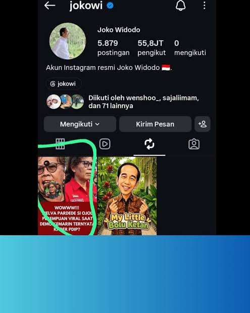 Eks Presiden Joko Widodo Repost Postingan Melva Pardede