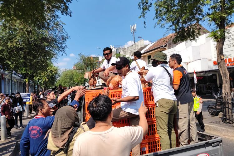 Harga Anjlok, Peternak Bagi Ayam Petelur Gratis di Malioboro