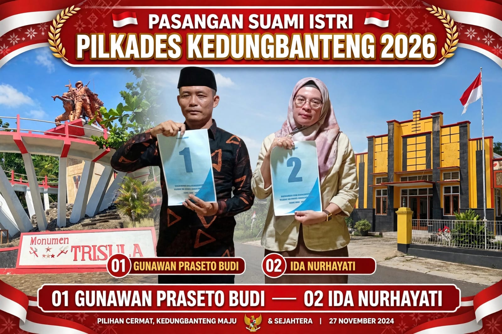 Bursa Pilkades periode 2026 - 2034 Kedunganteng, Mas Gunawan Mbak Ida Pasutri Berkompetisi Satu Hati