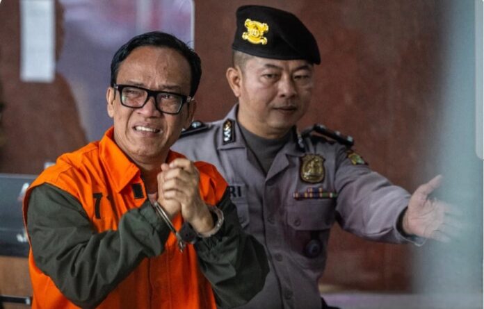 Wamenaker Immanuel Ebenezer (Noel) saat ditetapkan jadi tersangka KPK