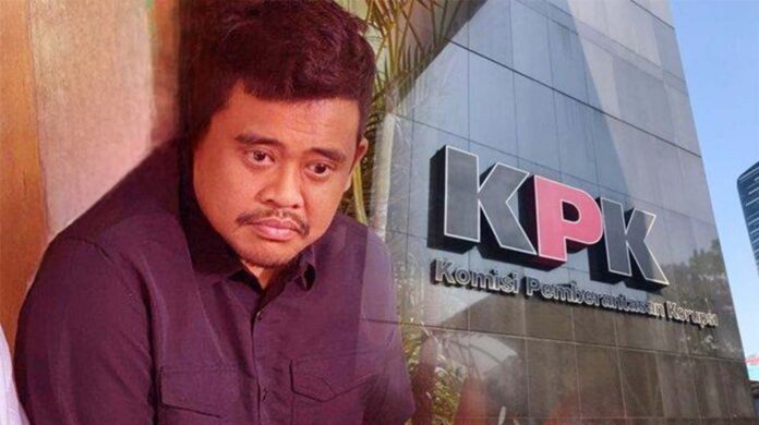 Kolase Foto Gubernur Sumatera Utara Boby Nasution dan Gedung KPK