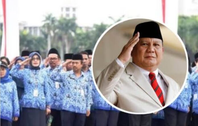 Kolase foto Prabowo dan ASN