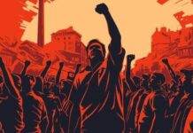 Buruh Rencana Gelar Aksi Akbar Ilustrasi gambaran buruh pabrik saat melakukan aksi demonstrasi menuntut hak para pekerja.(Pinterest/Freepik)