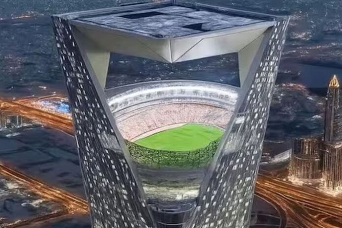 stadion_di_atas_langit_arab_saudi_ternyata_hoaks_terkecoh_dengan_ai Desain stadion di atas langit di Kota Neom, Arab Saudi, untuk Piala Dunia 2034, yang ternyata hoaks karena video buatan AI. (foto: X via FIRSTPOST/mistar)